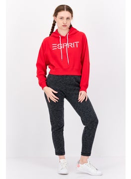 ESPRIT Women Hood Neck Brand Logo Hoodie, Red  - Image 4
