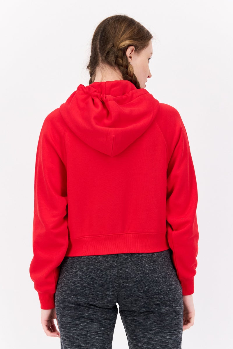 ESPRIT Women Hood Neck Brand Logo Hoodie, Red  - Image 3