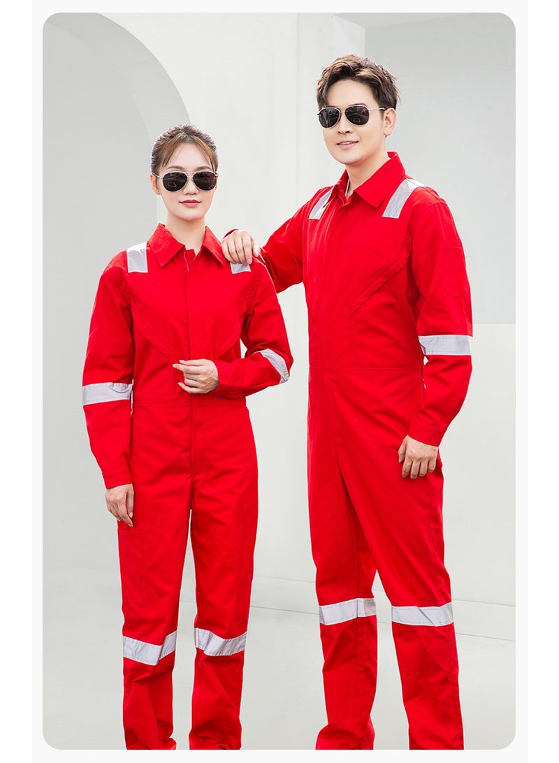 NIBEMINENT Cotton One-piece Overall Suit Men Reflective Hi Vis Wear-resistant Mechanic Repair Electric Welder Harbor Labor Protection Suits - Image 1