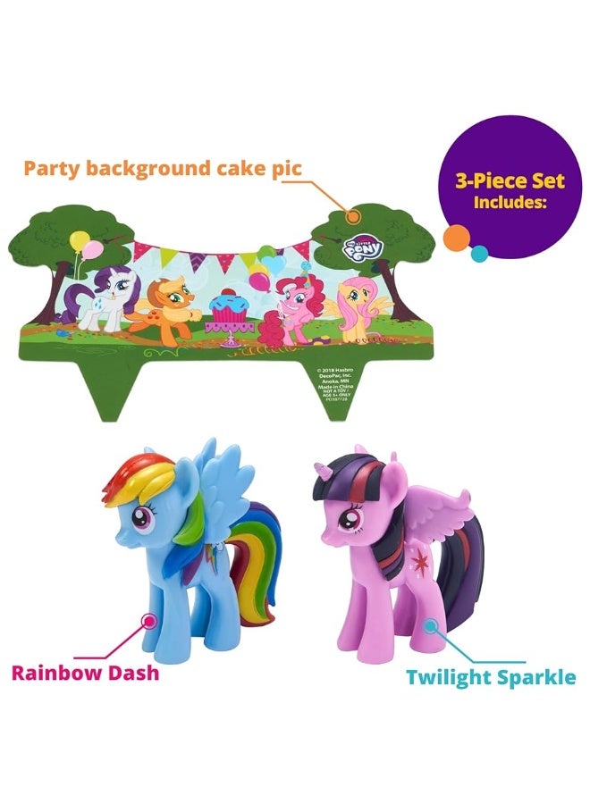 DecoPac My Little Pony Cake Topper, 3-Piece Cake Decorations with Rainbow Dash and Twilight Sparkle Ponies for Fun After the Birthday Party, 3" - Image 1