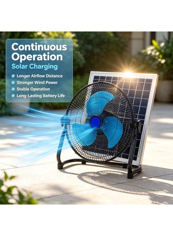 Solar Powered Fan,12-Inch Solar Fan With 15000mah Battery，High Velocity Cooling Fan For Camping,Portable Camping Fan For Travel, Tent - Image 4