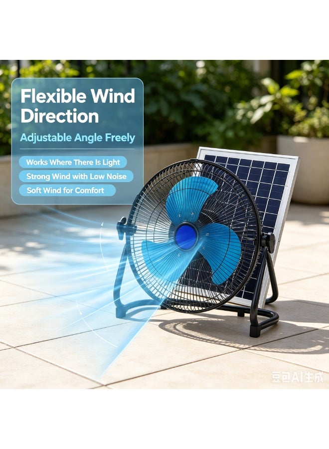 Solar Powered Fan,12-Inch Solar Fan With 15000mah Battery，High Velocity Cooling Fan For Camping,Portable Camping Fan For Travel, Tent - Image 5