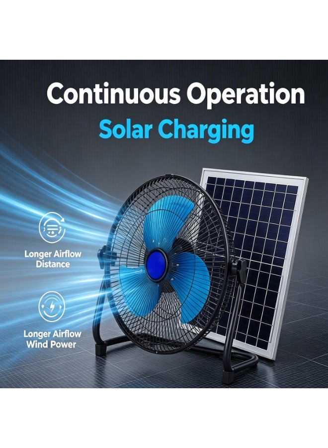 Solar Powered Fan,12-Inch Solar Fan With 15000mah Battery，High Velocity Cooling Fan For Camping,Portable Camping Fan For Travel, Tent - Image 3