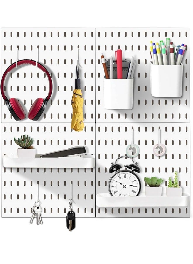 Beauenty Pegboard Wall Organizer Kit, Wall Mount Display Peg Board for Crafts Organization, Ornaments Display, Desk Pegboard Combination Kit for Office Kitchen Bedroom Living Room - Image 1