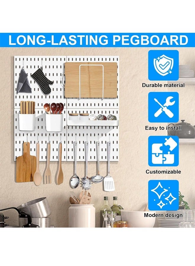 Beauenty Pegboard Wall Organizer Kit, Wall Mount Display Peg Board for Crafts Organization, Ornaments Display, Desk Pegboard Combination Kit for Office Kitchen Bedroom Living Room - Image 2