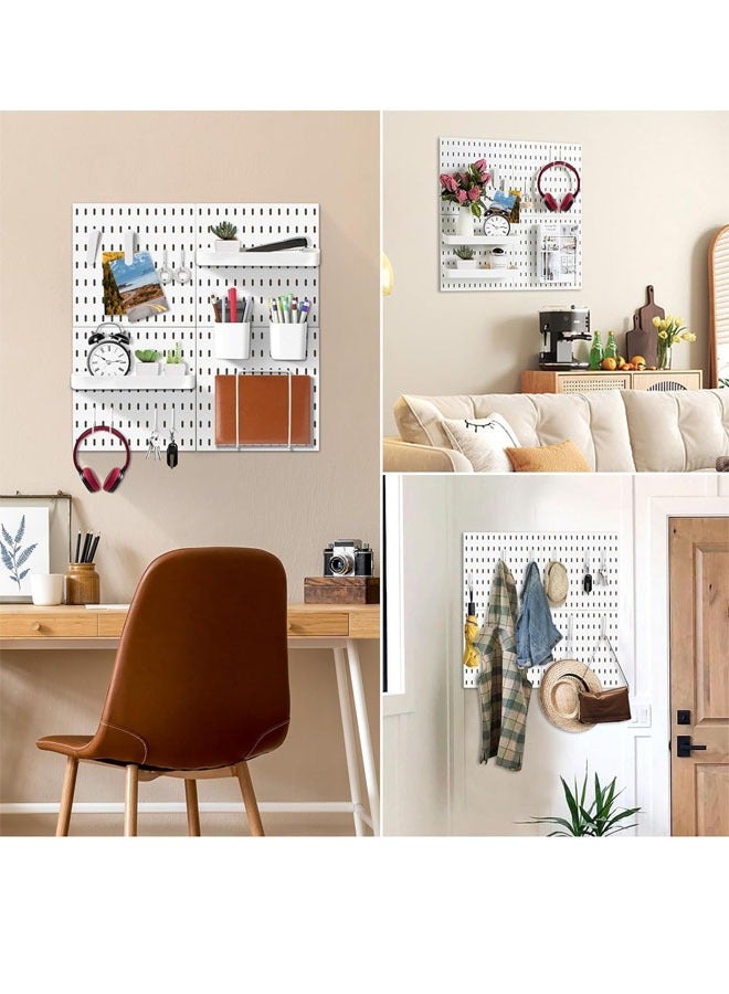 Beauenty Pegboard Wall Organizer Kit, Wall Mount Display Peg Board for Crafts Organization, Ornaments Display, Desk Pegboard Combination Kit for Office Kitchen Bedroom Living Room - Image 3