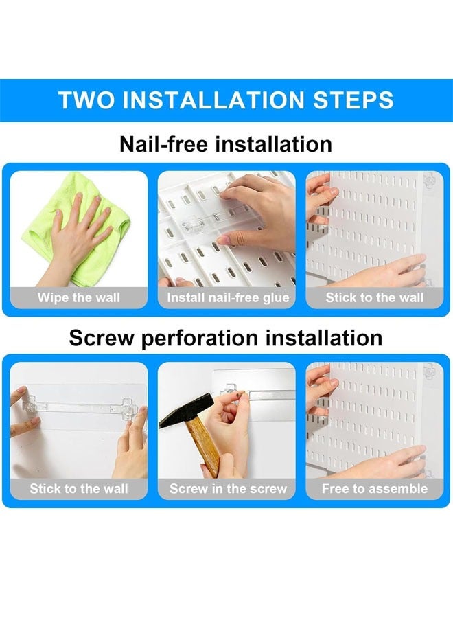 Beauenty Pegboard Wall Organizer Kit, Wall Mount Display Peg Board for Crafts Organization, Ornaments Display, Desk Pegboard Combination Kit for Office Kitchen Bedroom Living Room - Image 4