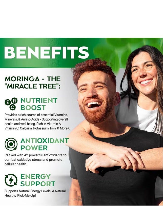 Rosabella Moringa Capsules - Pure Moringa Powder, Supports Energy Skin Immune & Gut Health, Rich in Antioxidants, Essential Vitamins & Amino Acids, Natural Green Superfood Supplement - 60 Capsules - Image 2