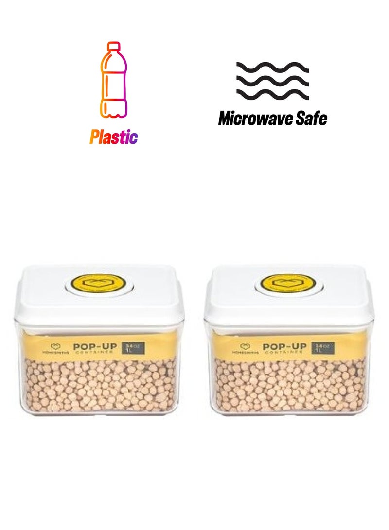 Homesmiths Pop-Up 1 Liter Rectangle Food Container Set Of 2 - Image 1
