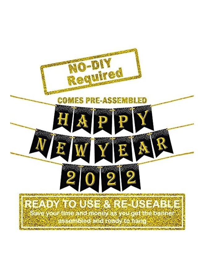 NIBEMINENT Glitter Happy New Year Banner - Image 1