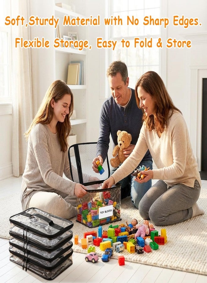 HOUYEE 6 Packs Extra Large Clear Toy Storage Bags with Name Tags and Mesh Pocket, Waterproof PVC Organizer for Toys, Board Games, Building Blocks, Puzzles, Dolls (Black Edges) - Image 5