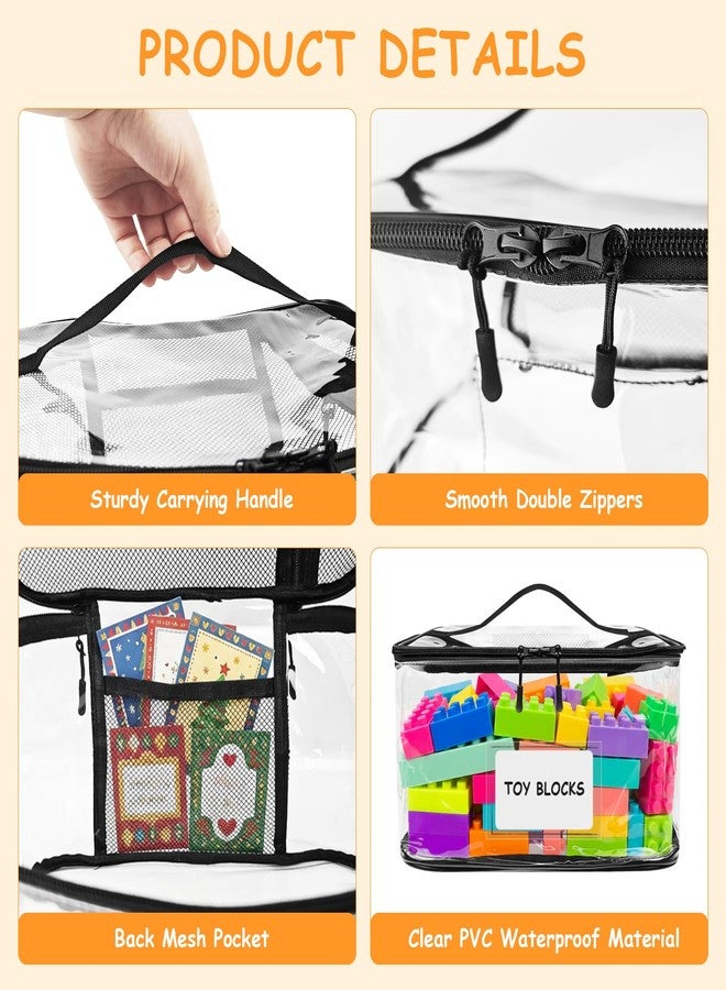 HOUYEE 6 Packs Extra Large Clear Toy Storage Bags with Name Tags and Mesh Pocket, Waterproof PVC Organizer for Toys, Board Games, Building Blocks, Puzzles, Dolls (Black Edges) - Image 3