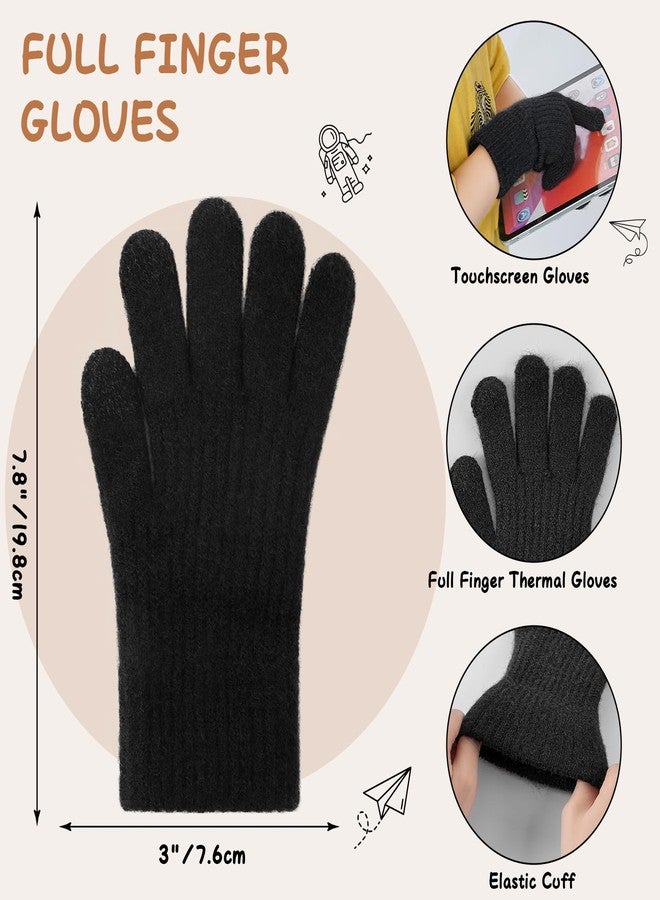 Tavaleu Kids Winter Hat Gloves Scarf Set - 3 Pcs Boys Girls Winter Beanie Sets 8-15 Years Warm Beanie Fleece Lined Knitted Hats Black - Image 5
