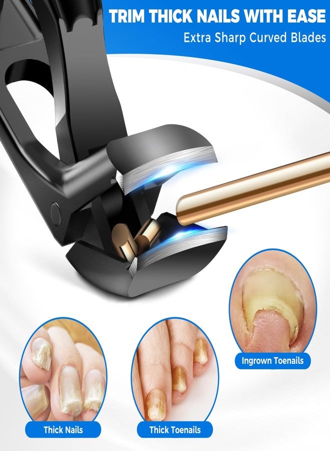 FUMAX Nail Clippers for Men Thick Toenails, Angled Large Toe Nail Clippers for Thick Nails for Seniors, Heavy Duty Sharp Toenail Clippers with Catcher, Mess Free Fingernail Clippers for Women - Image 3