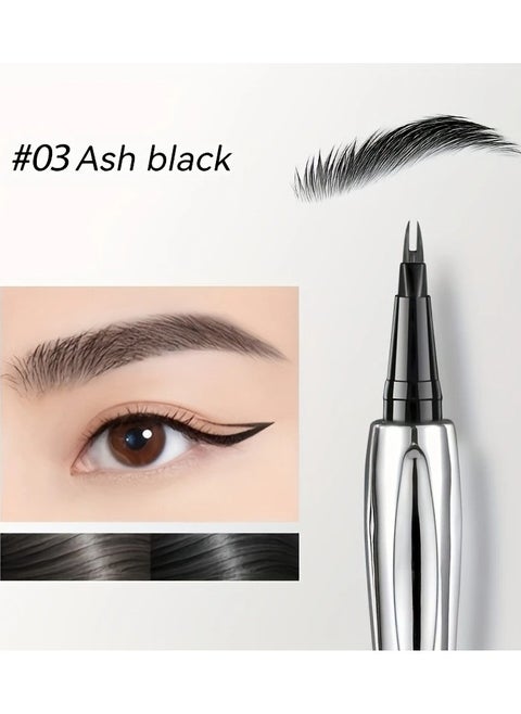 Dual-Tip Eyebrow Pencil - Fine Liner & Brow Definer 2-in-1, Waterproof, Smudge-Proof, Natural Finish, Ergonomic Grip, Beginner-Friendly - Ash Black