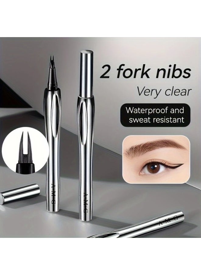 AMG - Dual-Tip Eyebrow Pencil - Fine Liner & Brow Definer 2-in-1, Waterproof, Smudge-Proof, Natural Finish, Ergonomic Grip, Beginner-Friendly - Ash Black - Image 1