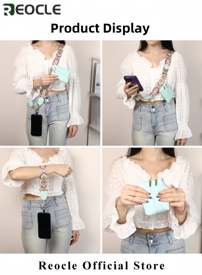 REOCLE Multifunctional Phone Strap with Zipper Pouch Wide Bag Shoulder Strap Comfortable and Soft Adjustable Length for Outings or Parties - Image 2