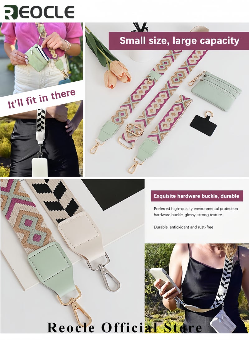 REOCLE Multifunctional Phone Strap with Zipper Pouch Wide Bag Shoulder Strap Comfortable and Soft Adjustable Length for Outings or Parties - Image 3