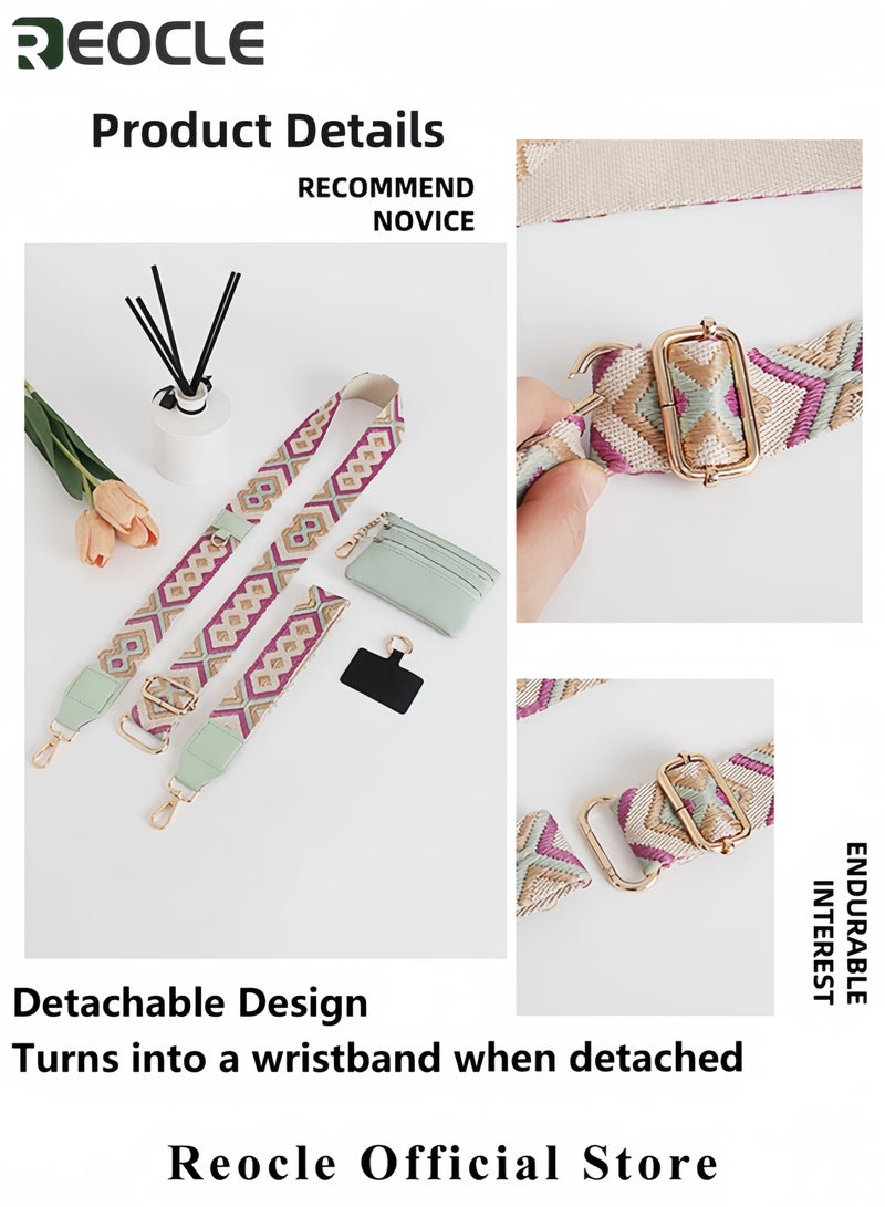 REOCLE Multifunctional Phone Strap with Zipper Pouch Wide Bag Shoulder Strap Comfortable and Soft Adjustable Length for Outings or Parties - Image 4