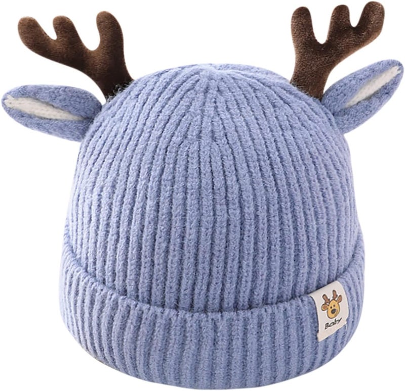 leomoste Baby Beanie Hat Cute Antlers Reindeer Crochet Knitted Hat Winter Warm Cap for Toddler Boys Girls - Image 1