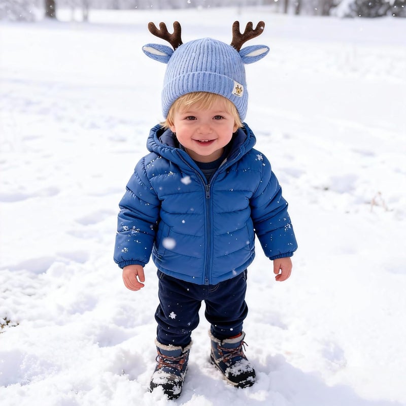 leomoste Baby Beanie Hat Cute Antlers Reindeer Crochet Knitted Hat Winter Warm Cap for Toddler Boys Girls - Image 4