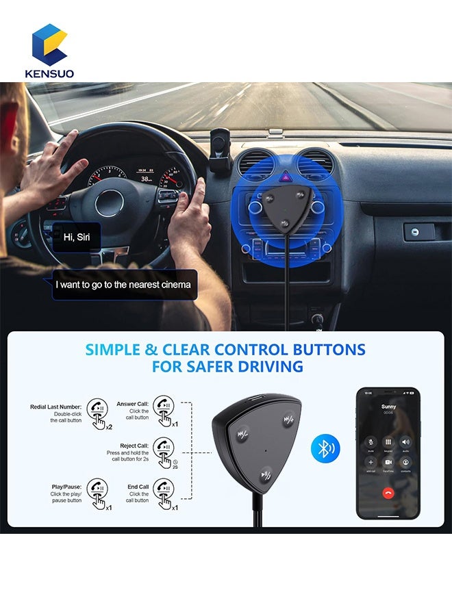 كينسو الاستقبال بلوتوث السيارة 5.3، محول بلوتوث مساعد (أوكس) بمقبس 1.5 مم، جهاز استقبال لاسلكي سريع التوصيل مع ميكروفون للتلفزيون، صوت السيارة، الاستريو المنزلي، السماعات، الهاتف، اللابتوب. - Image 4