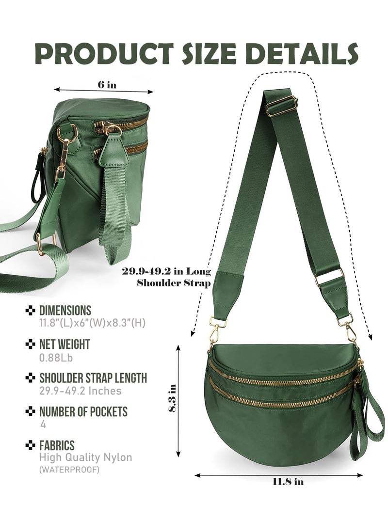 MEISEY Pure Colour Crossbody Bag Bum Bag for Women,Spacious Purse Fanny Packs Belt Bag,Oversized Bum Bag (Colour Bum Bag-Bean Green) - Image 3
