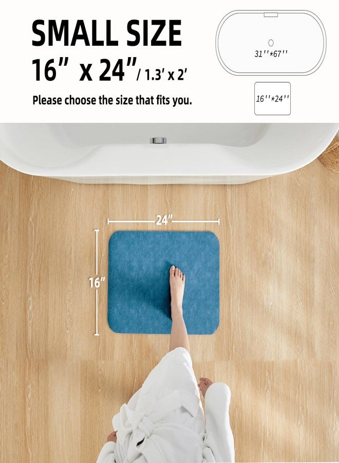 TYUU Bathroom Mat Quick Dry, Bathroom Rugs Non Slip Washable Thin Absorbent Bath Mat Fits Under Door Bathroom Floor Mat Perfect for Bath, Shower, or Sink 16"x24" Denim Blue - Image 2