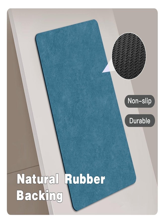 TYUU Bathroom Mat Quick Dry, Bathroom Rugs Non Slip Washable Thin Absorbent Bath Mat Fits Under Door Bathroom Floor Mat Perfect for Bath, Shower, or Sink 16"x24" Denim Blue - Image 4