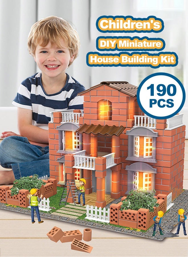 House Building Set for Kids, 190 Pcs Bricklayer DIY House Building Toys, STEM Building House Toy for Toddlers, Construction House Kit Creative Building Playset House Model - Image 1