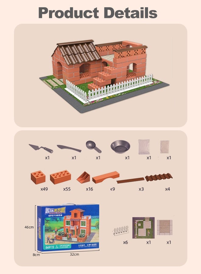 House Building Set for Kids, 190 Pcs Bricklayer DIY House Building Toys, STEM Building House Toy for Toddlers, Construction House Kit Creative Building Playset House Model - Image 2