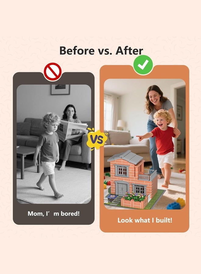 House Building Set for Kids, 190 Pcs Bricklayer DIY House Building Toys, STEM Building House Toy for Toddlers, Construction House Kit Creative Building Playset House Model - Image 3