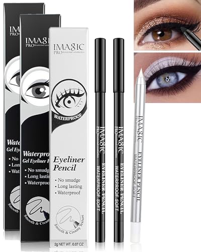 LYSdefeu Black White Waterproof Gel Eyeliner Pens White Highlighter Eye Liner Pencil Matte Long Lasting Super Smooth formula Eye Liner Eyeshadow Makeup Pencil Gift Set for Women3Pcs - Image 1