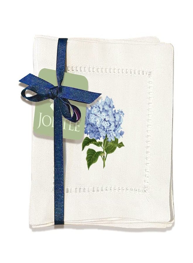 Jolitee Decorative Hemstitch Cocktail Napkins, 6"x6" Washable Linen-Like Cloth Napkins, Handmade for Entertaining and Everyday Use (Hydrangea) - Image 1