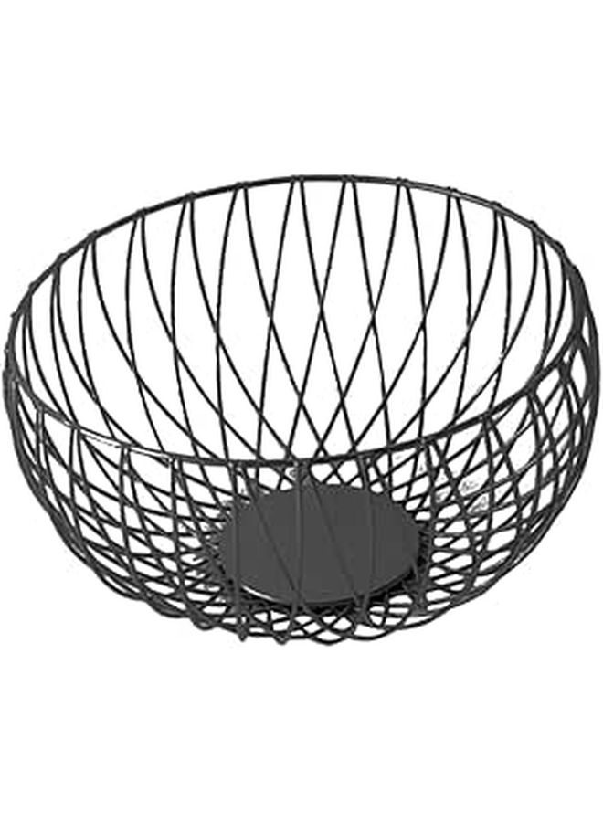 Uonlytech Metal Round Fruit Basket Bowl Hollow out Snack and Vegetable Holder Multipurpose Fresh Fruit Tray for Kitchen Counter and Dining Table Black - Image 1
