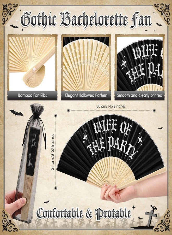 JaGely 4 Pcs Gothic Bachelorette Party Accessories Set, Bride Crystal Crown Sunglasses Sash and Fan for Bridal Shower(Wife of the Party) - Image 4