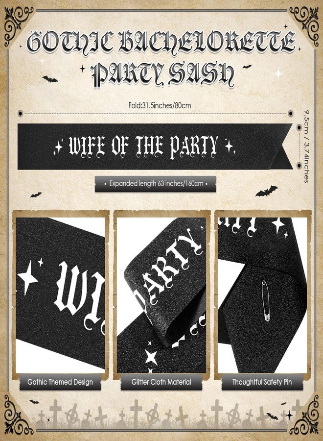 JaGely 4 Pcs Gothic Bachelorette Party Accessories Set, Bride Crystal Crown Sunglasses Sash and Fan for Bridal Shower(Wife of the Party) - Image 5