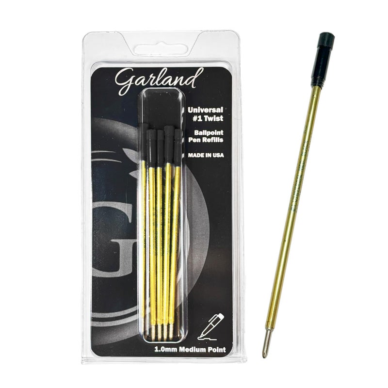 Garland Universal #1 Cross Compatible Ballpoint Pen Refill, USA Made, Archival Ink, 1.0mm Medium Point, Smooth Writing, 5 Pack (Black) - Image 2