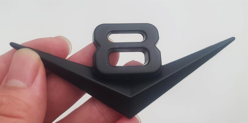 OAN 3D Metal V8 Engine Displacement Logo Racing Decoration Luggage Trunk Tailgate Bumper Badge Sticker Decoration Accessories (V8 Black) - Image 1