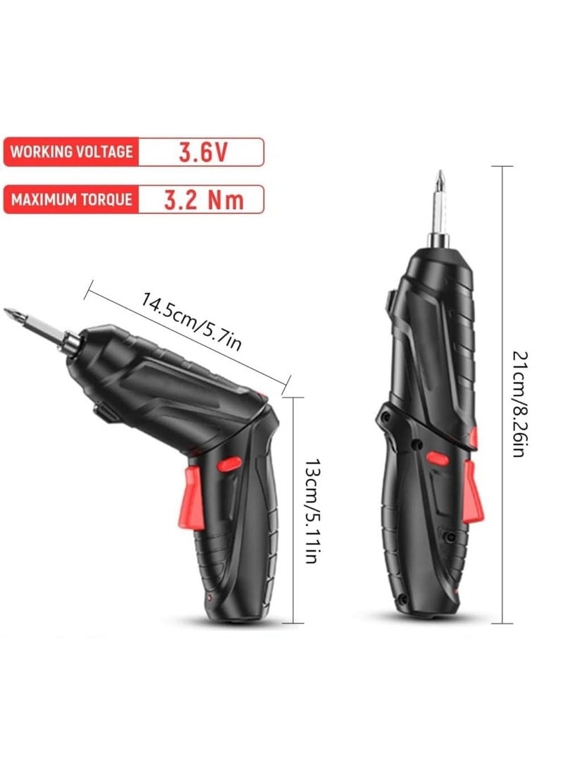 Cordless Screwdriver/Drill, 3.2 Nm Small Cordless Screwdriver Set with 47-Piece Accessories (LED Light, USB Charging Cable and Case) suitable for different Bolts Nuts and Drilling