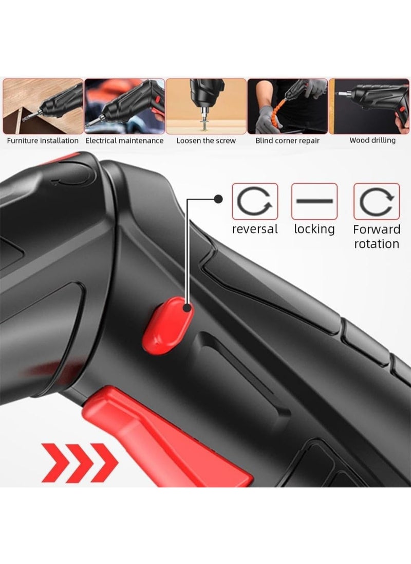 Cordless Screwdriver/Drill, 3.2 Nm Small Cordless Screwdriver Set with 47-Piece Accessories (LED Light, USB Charging Cable and Case) suitable for different Bolts Nuts and Drilling