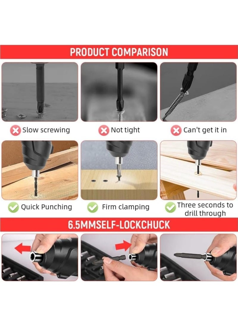 Cordless Screwdriver/Drill, 3.2 Nm Small Cordless Screwdriver Set with 47-Piece Accessories (LED Light, USB Charging Cable and Case) suitable for different Bolts Nuts and Drilling