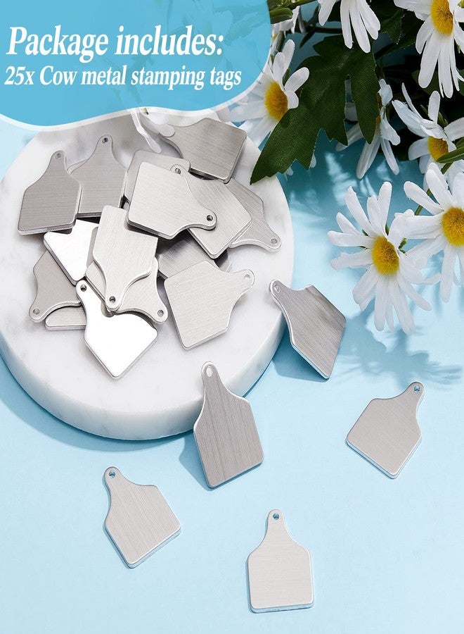 Zhengmy 25 Pieces Metal Cow Tag Blank Metal Stamping Blanks Aluminum Tiny Cattle Ear Tag with Hole for Handmade Number Dog Name ID Women Jewelry, 0.06 Inch Thick - Image 3