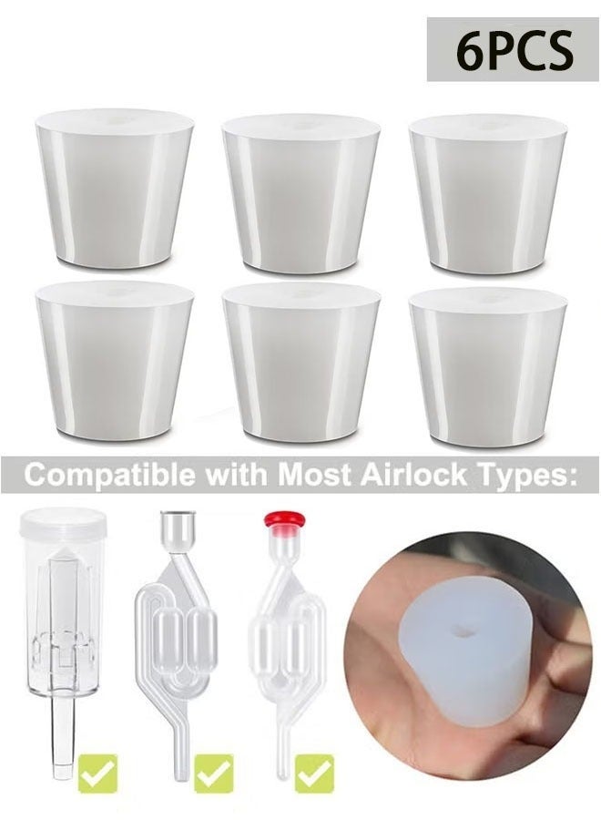6 قطعة أغطية سيليكون للتخمير بتصميم مثقوب وفتحة للاستخدام في صمام مانع الهواء، مناسبة لتخمير المنزل وصنع النبيذ، وتستخدم كبديل لأغطية الزجاجات المطاطية. - Image 1