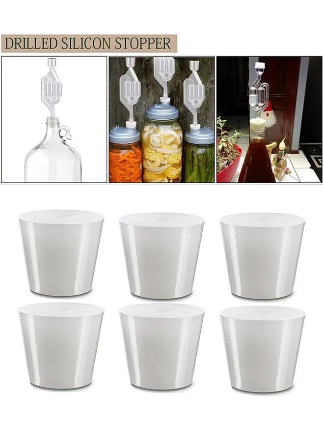 6 قطعة أغطية سيليكون للتخمير بتصميم مثقوب وفتحة للاستخدام في صمام مانع الهواء، مناسبة لتخمير المنزل وصنع النبيذ، وتستخدم كبديل لأغطية الزجاجات المطاطية. - Image 4