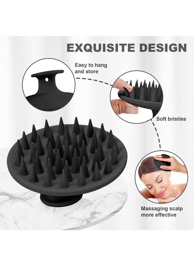Meartchy Silicone Scalp Massager Shampoo Brush, Scalp Brush for Hair Growth & Dandruff Removal, Hair Scrubber Scalp Stimulator Exfoliator Brush with Soft Bristles for Wet Dry Scalp Care (Black)  - Image 3