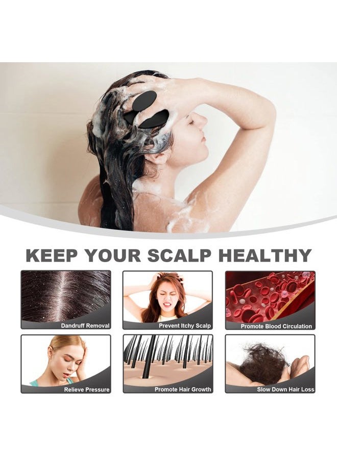 Meartchy Silicone Scalp Massager Shampoo Brush, Scalp Brush for Hair Growth & Dandruff Removal, Hair Scrubber Scalp Stimulator Exfoliator Brush with Soft Bristles for Wet Dry Scalp Care (Black)  - Image 4