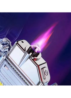 Outdoor Windproof Double  Lighter Transparent Body Lighter USB Plasma Lighter with Light