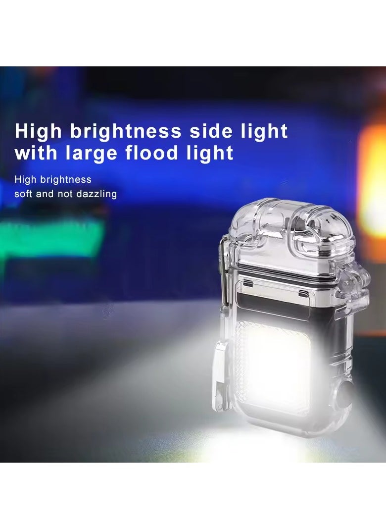 Generic Outdoor Windproof Double  Lighter Transparent Body Lighter USB Plasma Lighter with Light  - Image 3