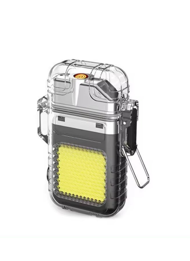 Generic Outdoor Windproof Double  Lighter Transparent Body Lighter USB Plasma Lighter with Light  - Image 5